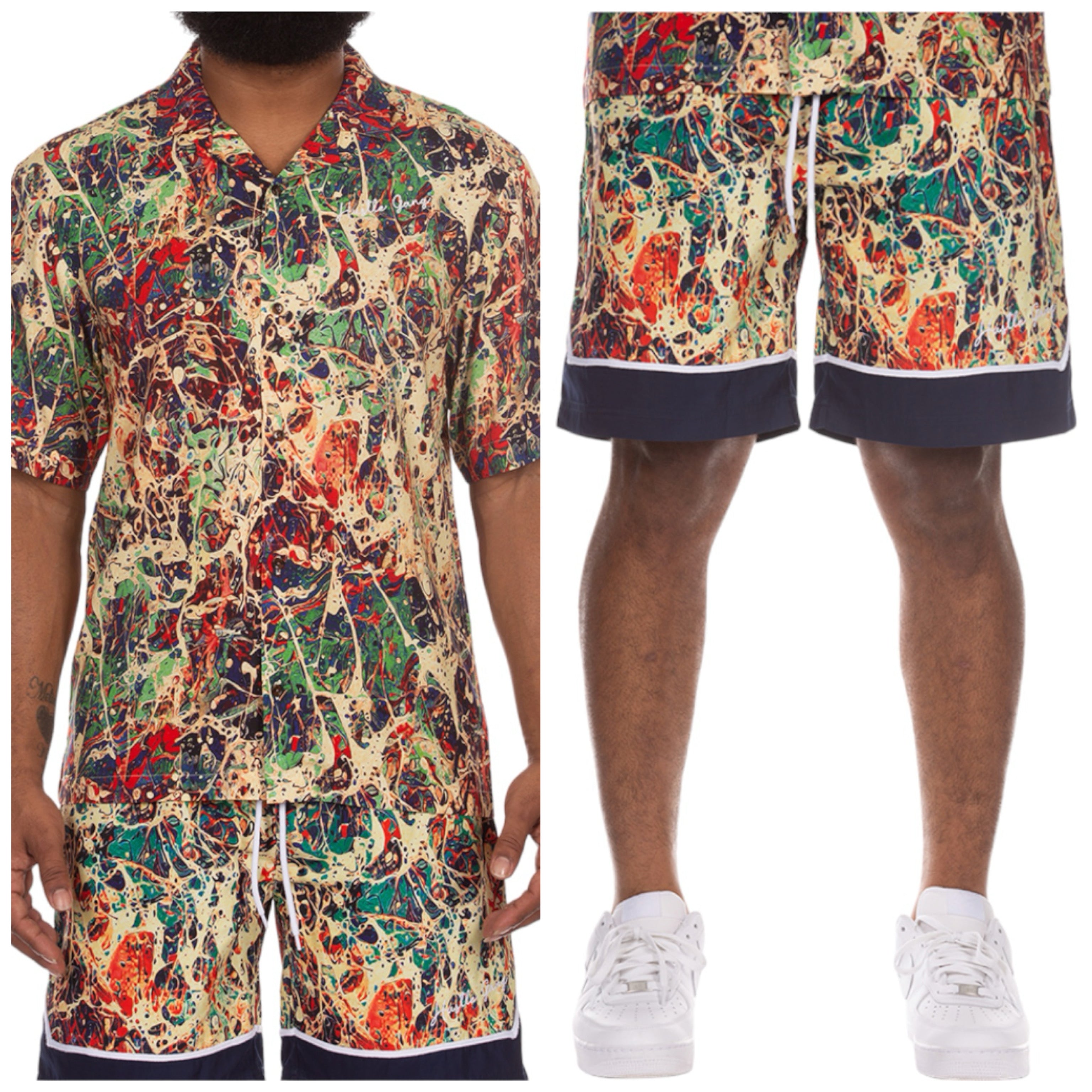 HUSTLE GANG: Showpiece Drip Short Set